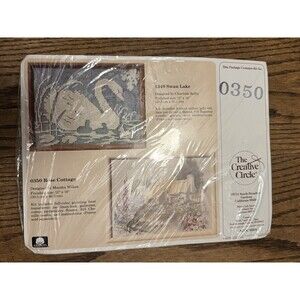 Vintage The Creative Circle Rose Cottage 0350 Embroidery Needlework Kit NEW